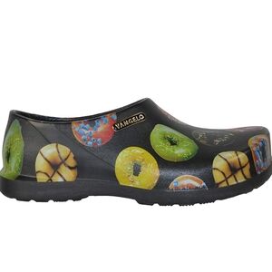 Vamgelo Men's Black Donut-Print Professional Slip-On Clog - With ORTHOLITE